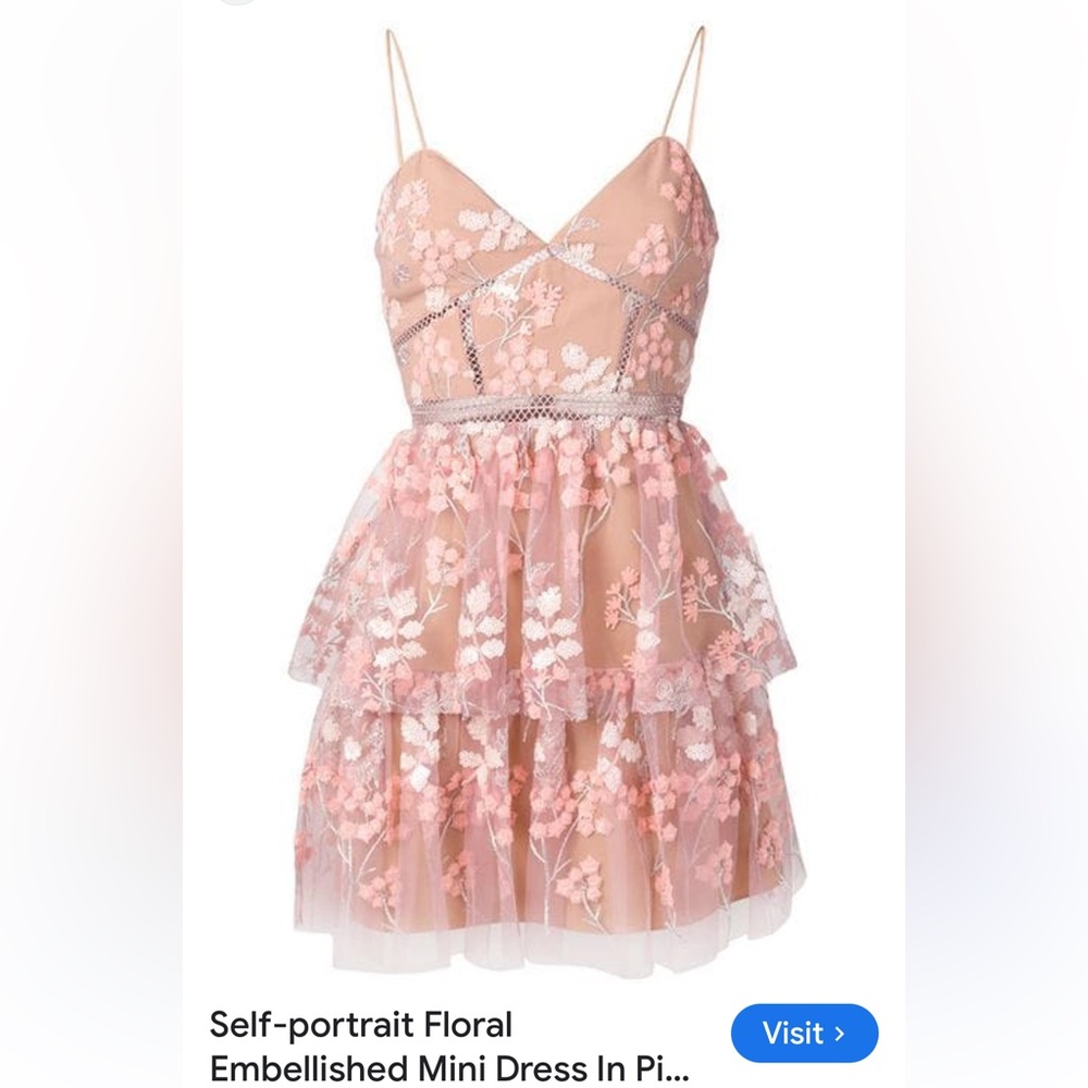 Self-Portrait Beige/Blush/Nude Floral Dress